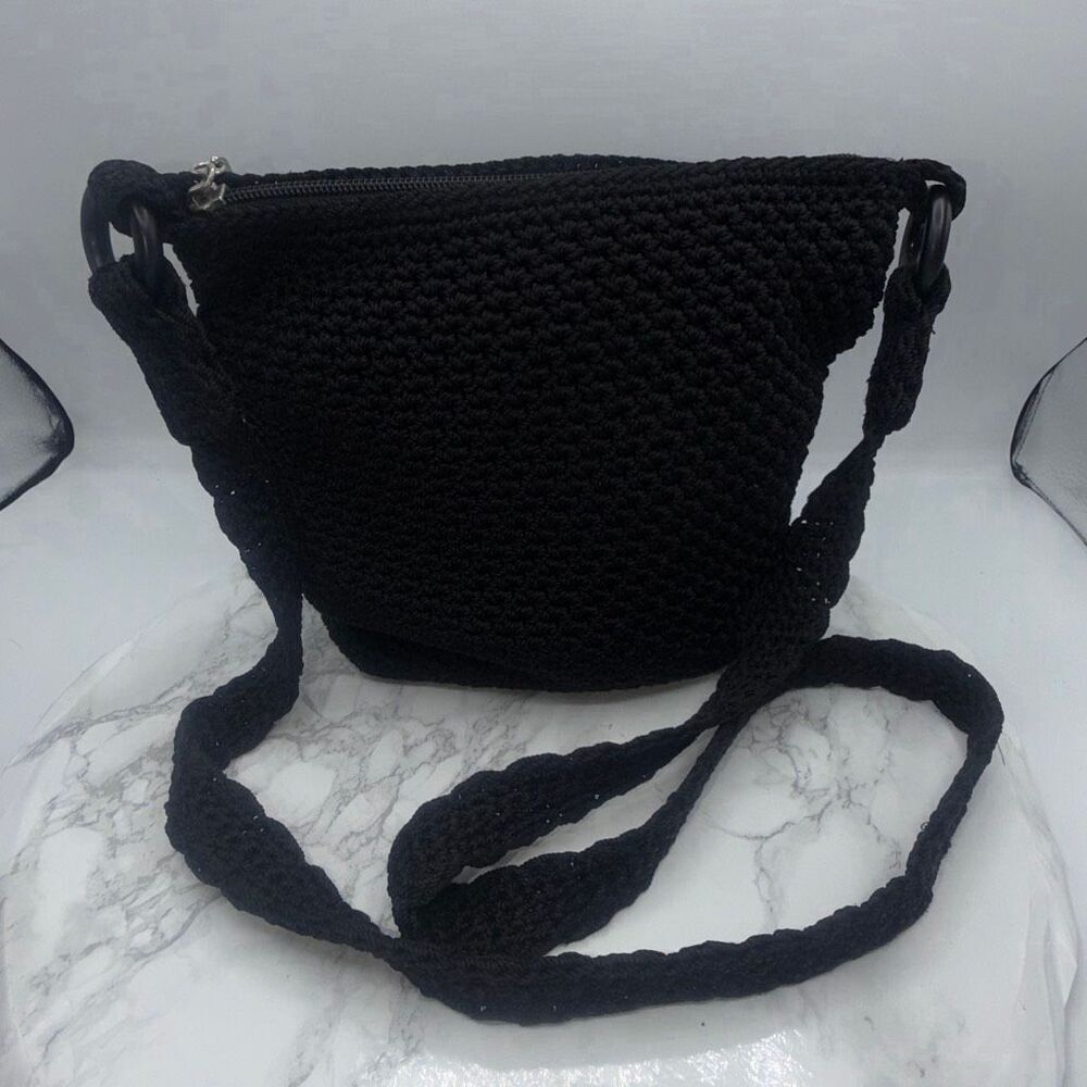 THE SAK Black Knit Crossbody Purse
